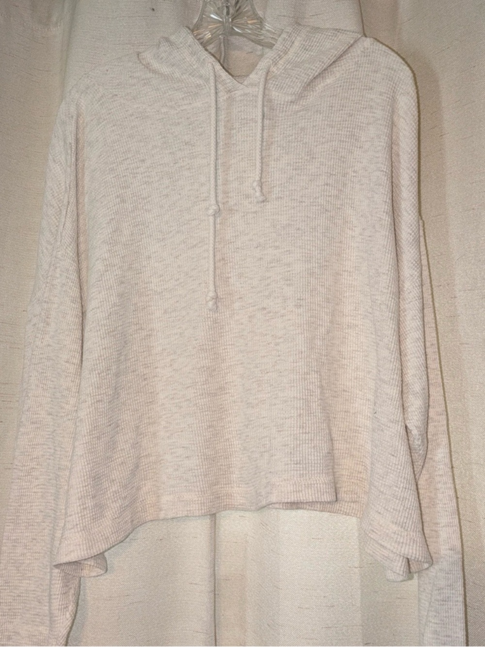 GAP Cozy Cream Hooded Waffle Knit Pullover. Large.